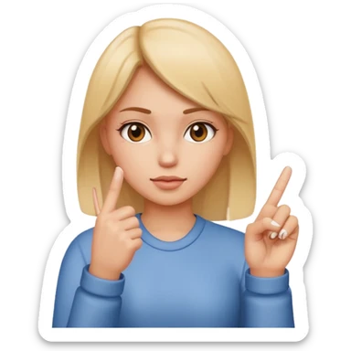 realistic portrait of girl giving middle finger  sticker