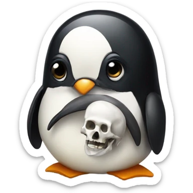 Penguin with hamlet skull  sticker