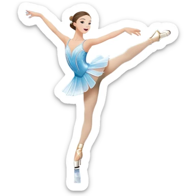An icon featuring a graceful figure skater performing a spin on the ice. The background includes a grand ice rink palace with shining spotlights and cheering spectators in the stands. Transparent background highlights the elegance and artistry of figure skating sticker