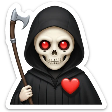 cute grim reaper with heart eyes sticker