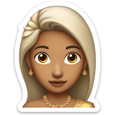 iPhone-style princess emoji with Indian girl pretty skintone  sticker