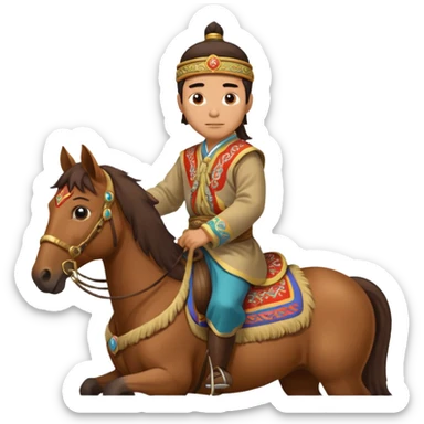 mongolian man on horse sticker