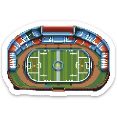 quidditch field with goal hoops and stadium seating around the oval field sticker