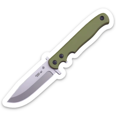 tactical bushcraft knife with olive green handle sticker