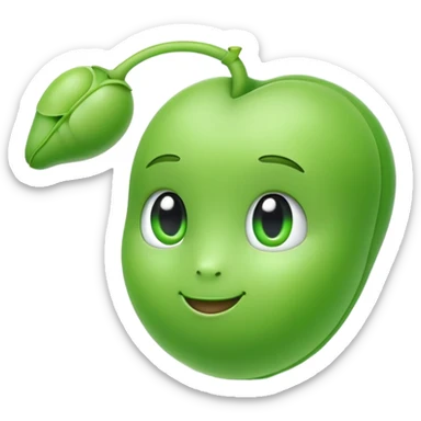 cute green pea with a single airpod in one ear sticker