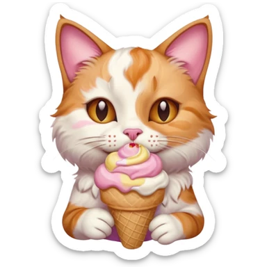 A cat enjoying an ice cream, eyes closed in delight, portrait, bust up sticker
