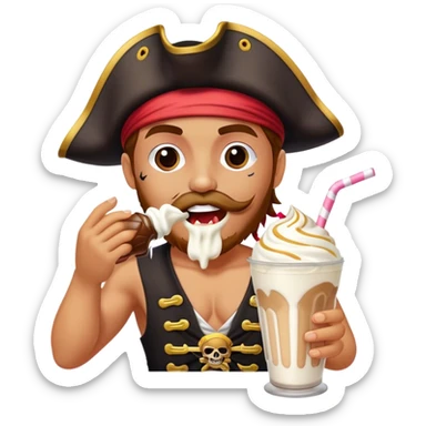 Pirate slurping a milkshake sticker