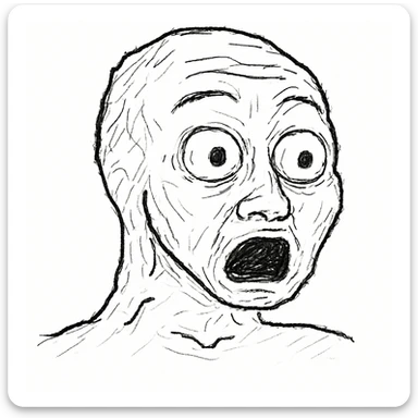 wojak face with a surprised expression, meme style sticker