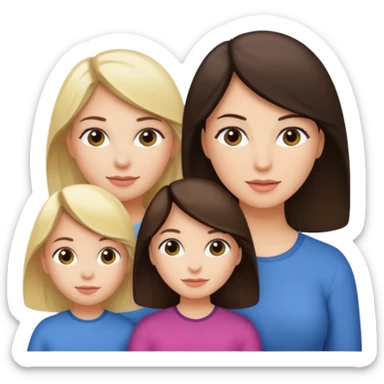 Brunette mom, blonde mom, brunette daughter sticker