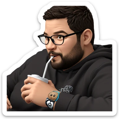 young man with coffee cup sticker