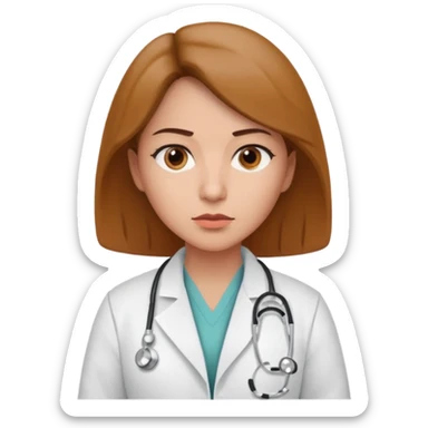 female medium skin physician, NO stethoscope around neck sticker