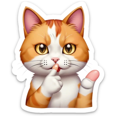 cat crying with middle finger sticker