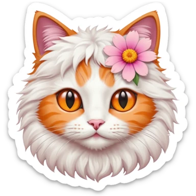Cat and flower sticker