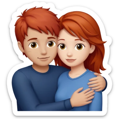 Red haired girl with brown hair boy romance sticker