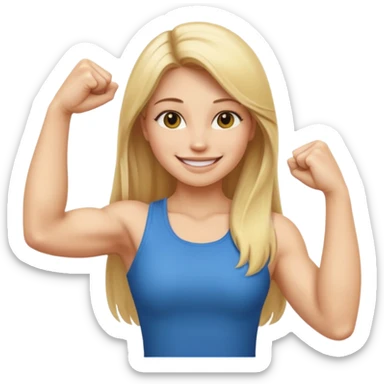 blonde long straight hair young women show biceps emoji sticker