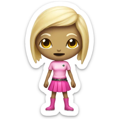 reptilian alien woman, blonde, in pink leather mini skirt, full body sticker
