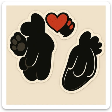 Make the puppy paws black, keep the heart and original style (original style was cartoonish stickers) sticker