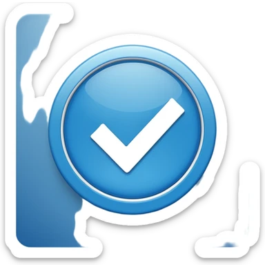 A white right ✔tick symbol on blue circle similar to verified badge sticker