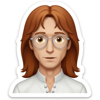 Robin Gibb brown eyes, long auburn hair, white outfit sticker
