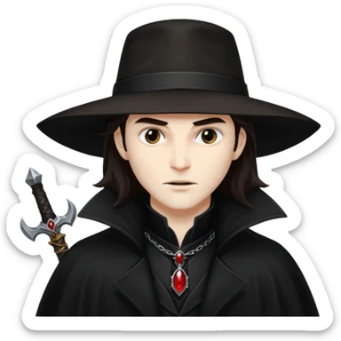 Vampire Hunter D with dark brown long hair sticker
