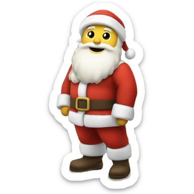 White Santa clause standing near a tree and a fire place sticker
