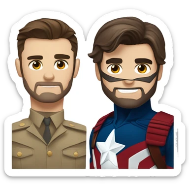 captain america and bucky barnes face emoji side by side, not mixed sticker