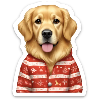 Golden retriver in Christmas pjs sticker