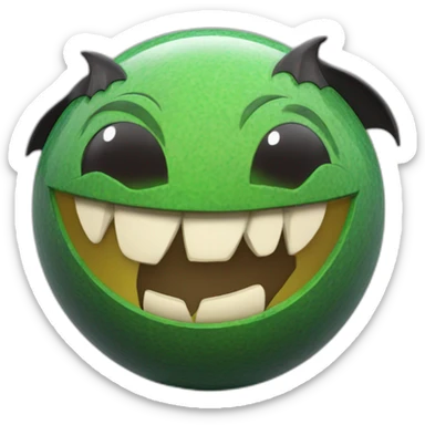 3d sphere with a cartoon joyous tuff Bat skin texture with economic eyes sticker