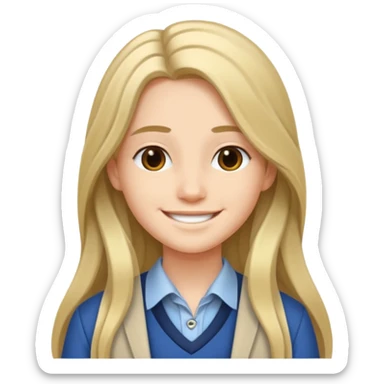 jeune cheveux long avec le sourire style européen sticker