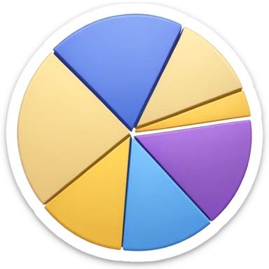 A pie chart with purple, yellow and blue colors only sticker