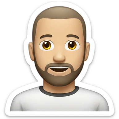 white man with dark buzz cut an beard sticker