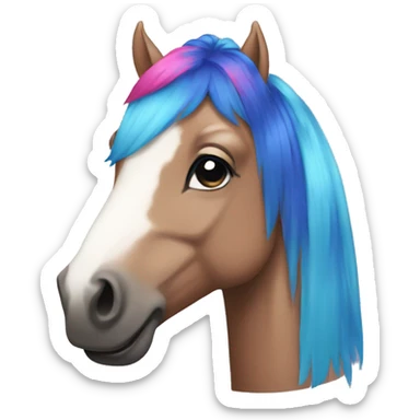 Horse with pink and blue hair sticker