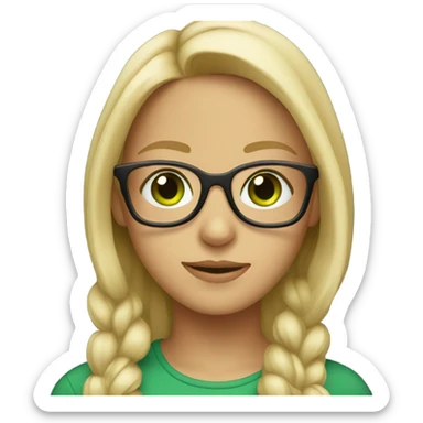 Blonde girl with green eyes and glasses  sticker