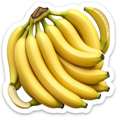 Cinematic bright yellow bananas, smooth peel with gentle curves, slightly ripened, stacked in a charming bunch, warm glowing background, soft and inviting. sticker