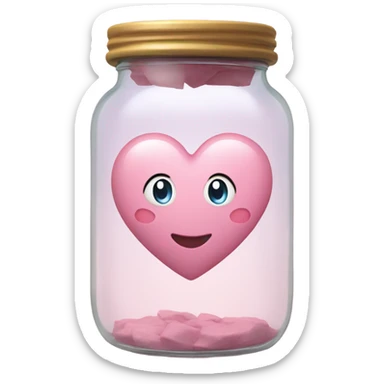 pastel pink heart inside a glass jar sticker