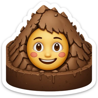 brown mud smile emoji with a subtle smile, soft highlights, no background, iPhone Apple emoji style sticker