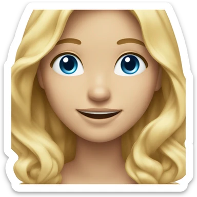 smiling girl with long wavy blond hair and blue eyes  sticker