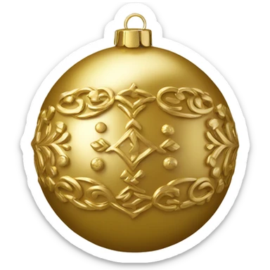 A metallic gold ornament sticker