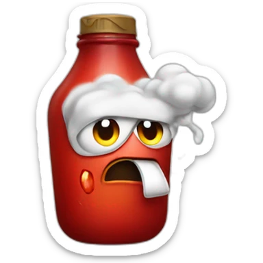 Smoking, angry ketchup bottle sticker
