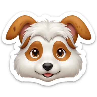 White dog with brown eyes and some long body and white ears with brown spots curved on the sides sticker