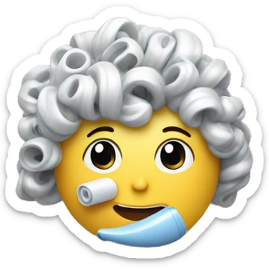 a plastic curler for hair on desk sticker