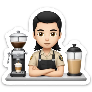 a pretty bratz barista. black hair. male sticker