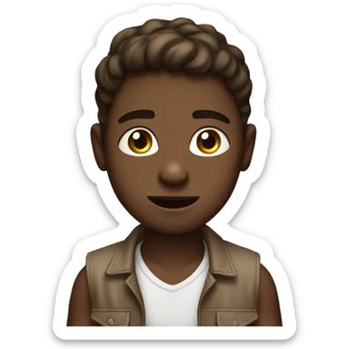 monochrome brown-skin boy with exposed midriff sticker