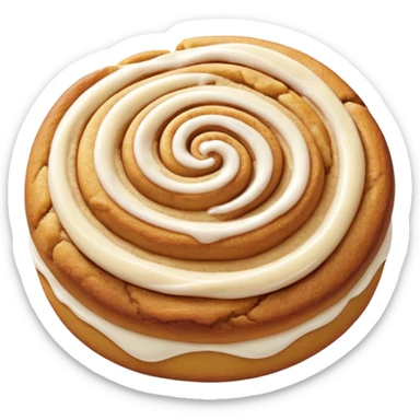 a snickerdoodle cookie that has a honeybun style swirl with cinnamon roll style icing sticker