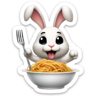 Bunny eating spaghetti  sticker