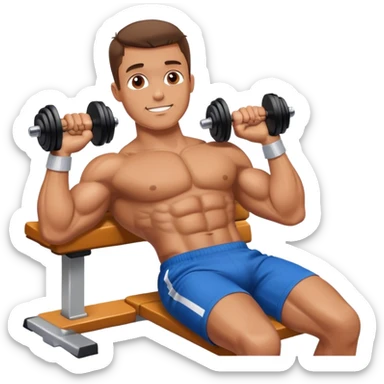 guy lying chest flyes dumbbell sticker