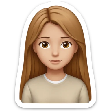 Fille brune clair raie au milieu cheveux long et yeux marron et peau beige cheveux lisse pas de4iere les oreilles  sticker