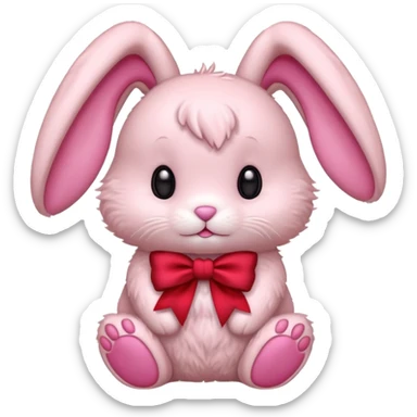 pink bunny with bow
 sticker
