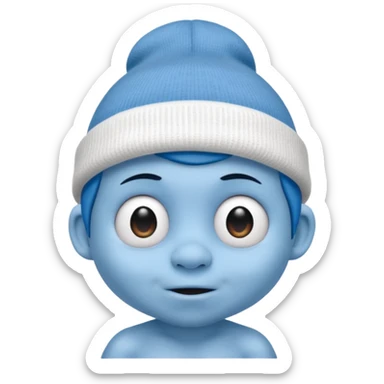 smurf white beanie no shirt sticker