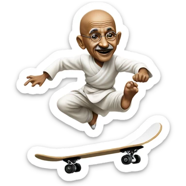 Ghandi doing a kickflip  sticker